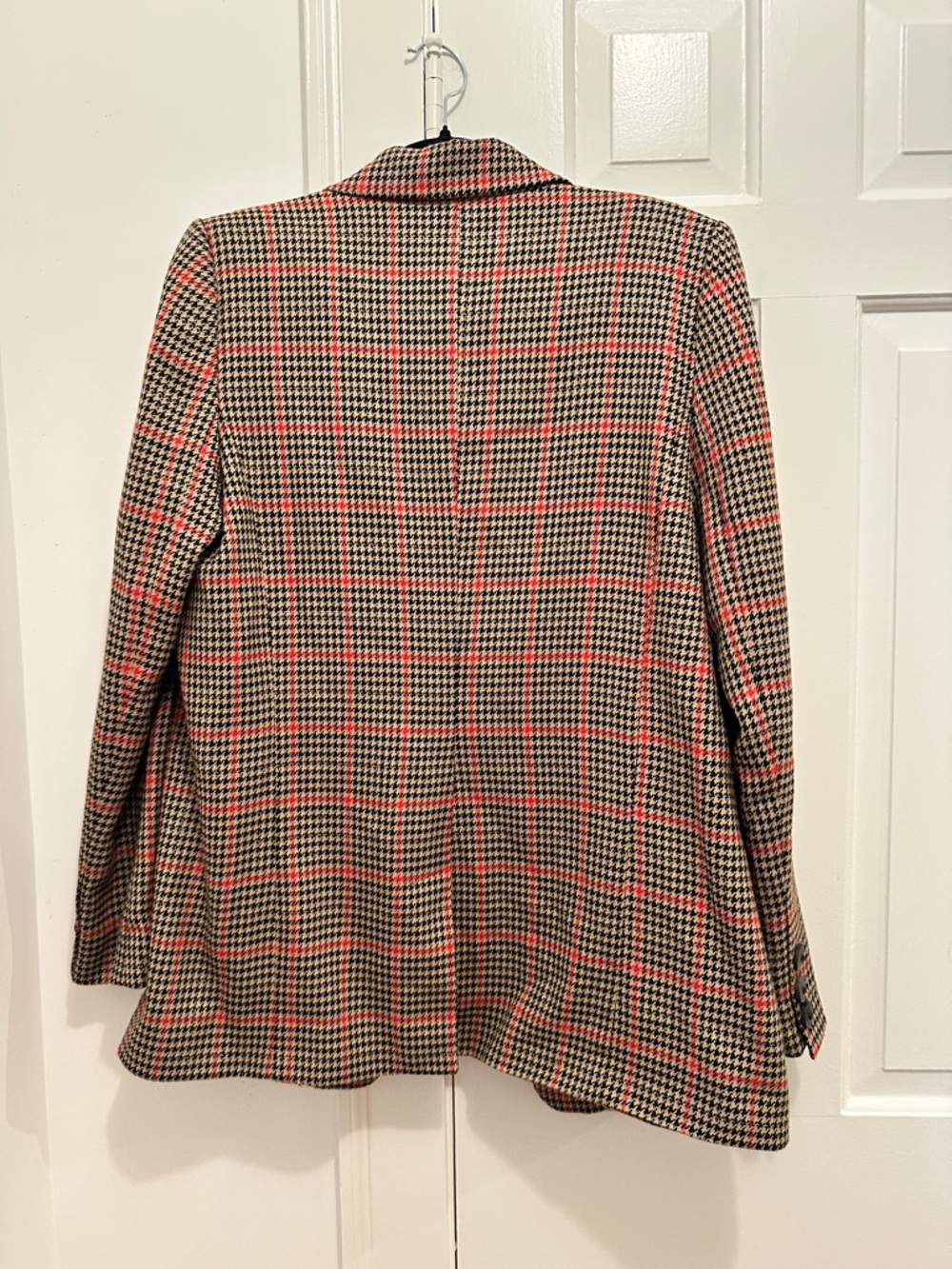 Anine Bing Womens Madeline Double-Breasted Plaid Blazer - Red/Black Houndstooth - Picture 11 of 12